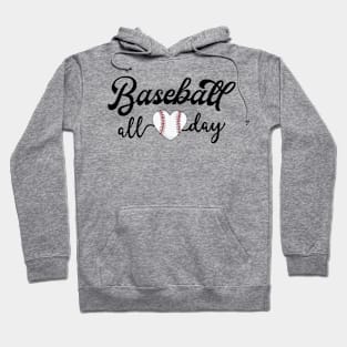 Mom Baseball Shirts For Women Game Gift Baseball All Day Hoodie